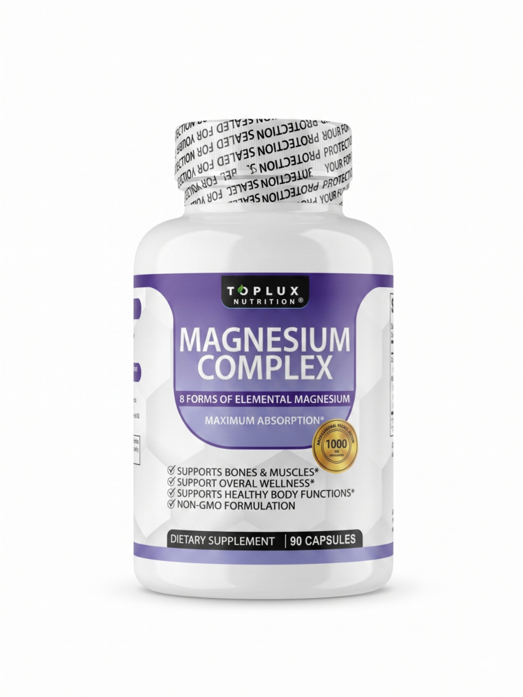 Magnesium Complex 1000mg 8 Tipos de Magnesios — Toplux Nutrition 90 Capsulas