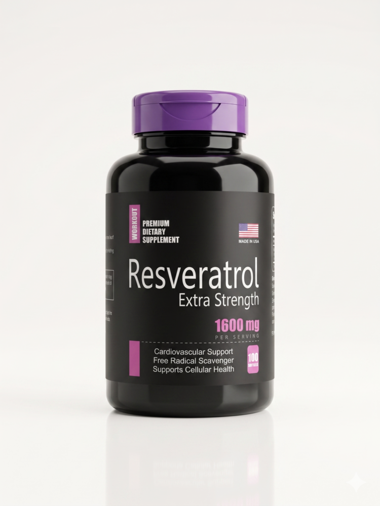 Resveratrol Extra Strength 1600mg — Workout 100 Capsulas Blandas