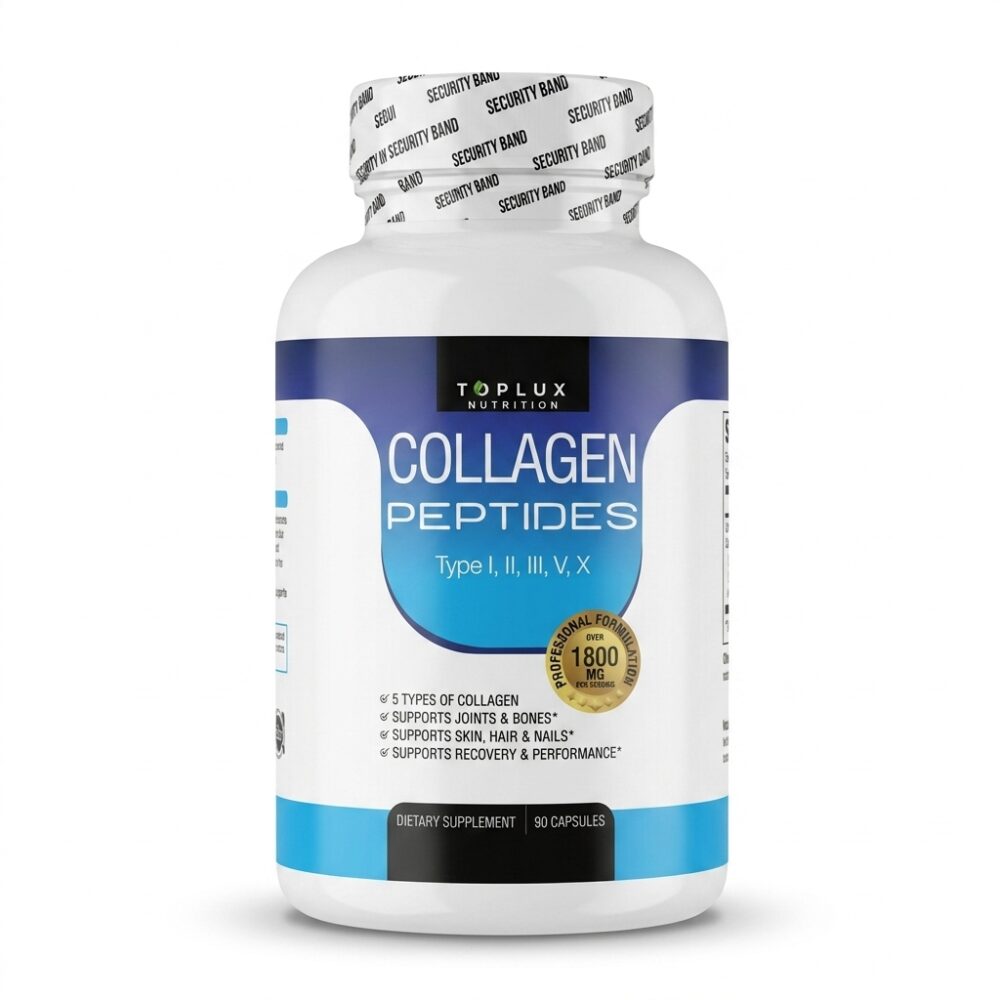 Collagen Peptides 1800mg 5 Tipos de colageno — Toplux Nutrition 90 caps